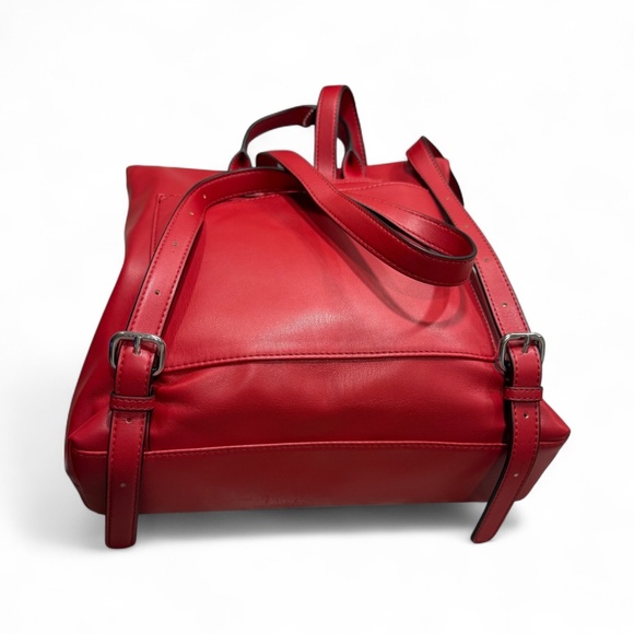 NWT DKNY Tilly Logo Foldover Backpack in cherry red faux leather Brand New main image 5